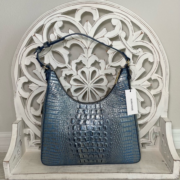 SOLD Brahmin Tabitha Shoulder Bag Serenity Blue Melboure Leather - Picture 6 of 7